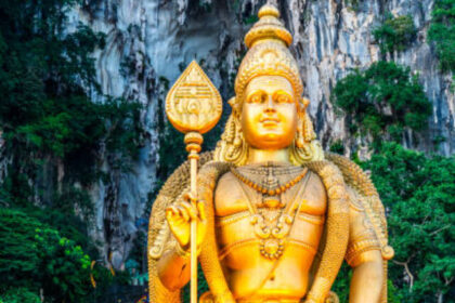 The Batu Caves are a Hindu Shrine near Kuala Lumpur, Malaysia