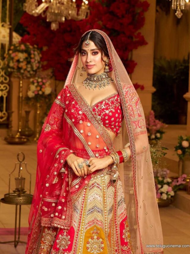 Janhvi Kapoor looked regal in a red lehenga with bangles, wowing everyone with her bridal look.