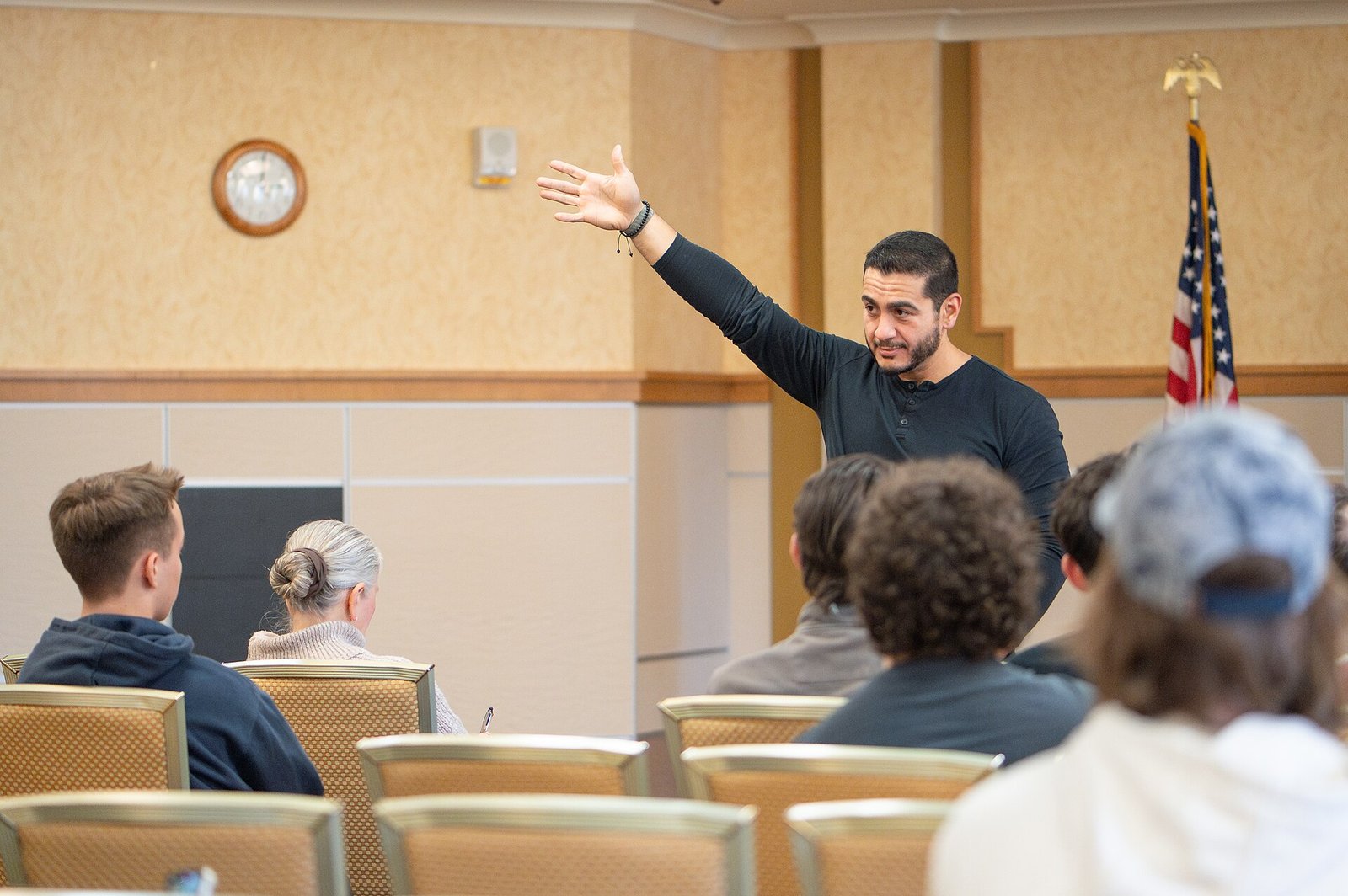 Abdul El-Sayed at a campaign meet-and-greet in Michigan