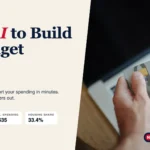 Person holding a credit card at a laptop: how to use AI to make a budget