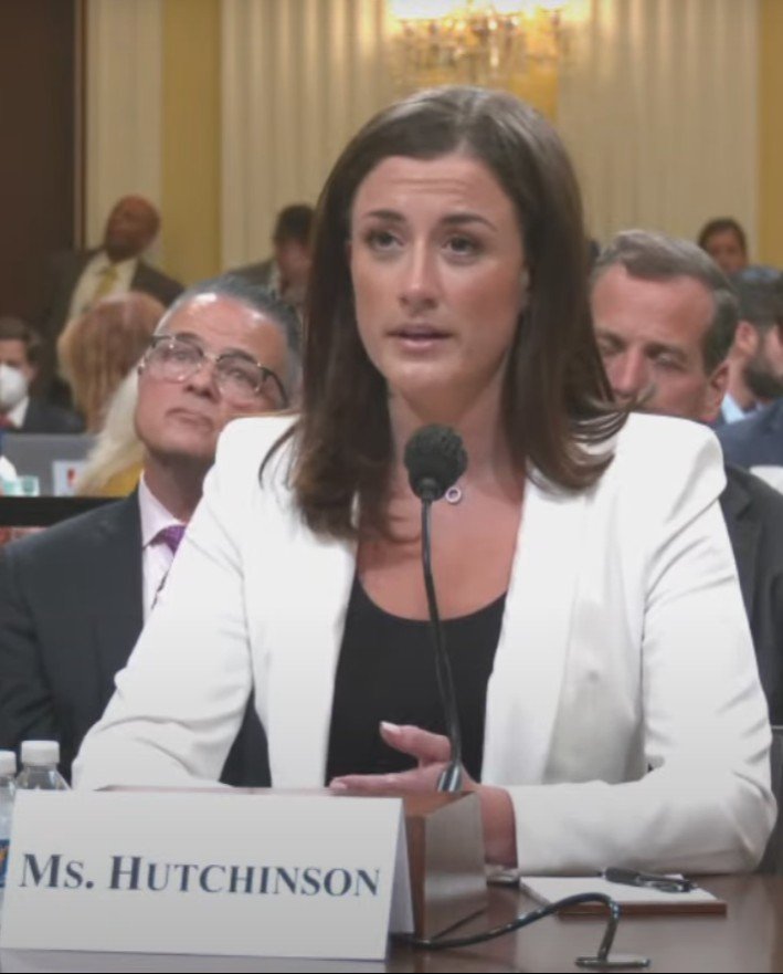 Cassidy Hutchinson testifying at a House January 6 committee hearing in 2022