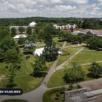Cornell University Arts Quad in Ithaca, New York, seen from McGraw Tower