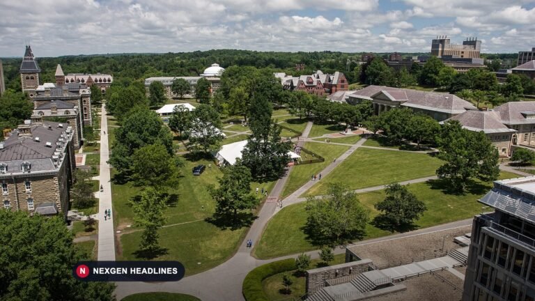 Cornell University Arts Quad in Ithaca, New York, seen from McGraw Tower