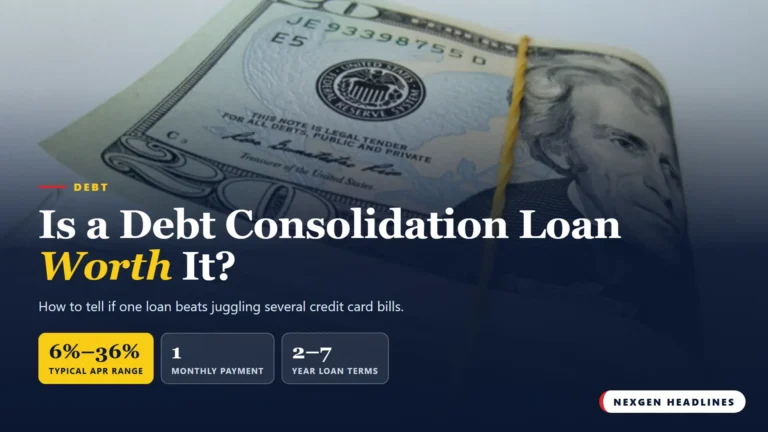Stack of U.S. dollar bills, with text: Is a debt consolidation loan worth it?
