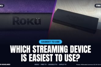 Roku and Amazon Fire TV streaming sticks side by side for an ease-of-use comparison