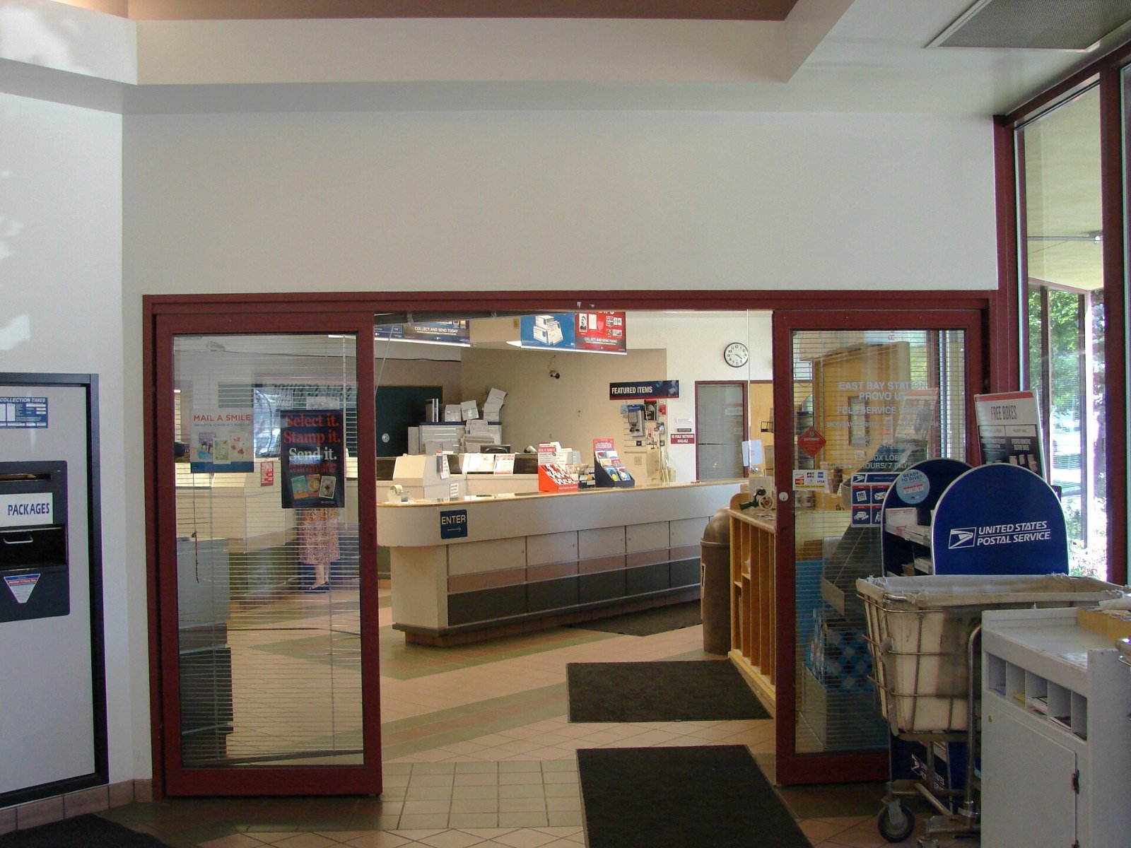 Service counter inside a U.S. Post Office in Provo, Utah
