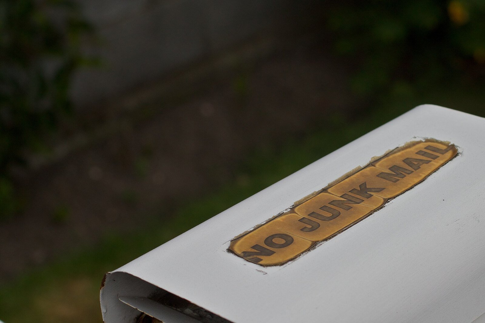A mailbox with a No Junk Mail sign