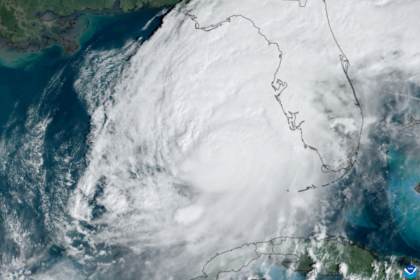 Satellite image of a hurricane over the Gulf of Mexico