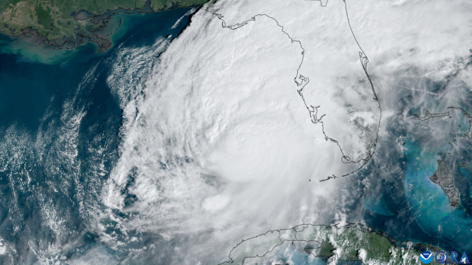 Satellite image of a hurricane over the Gulf of Mexico