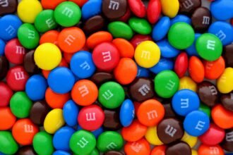 A pile of colorful M&M's candies