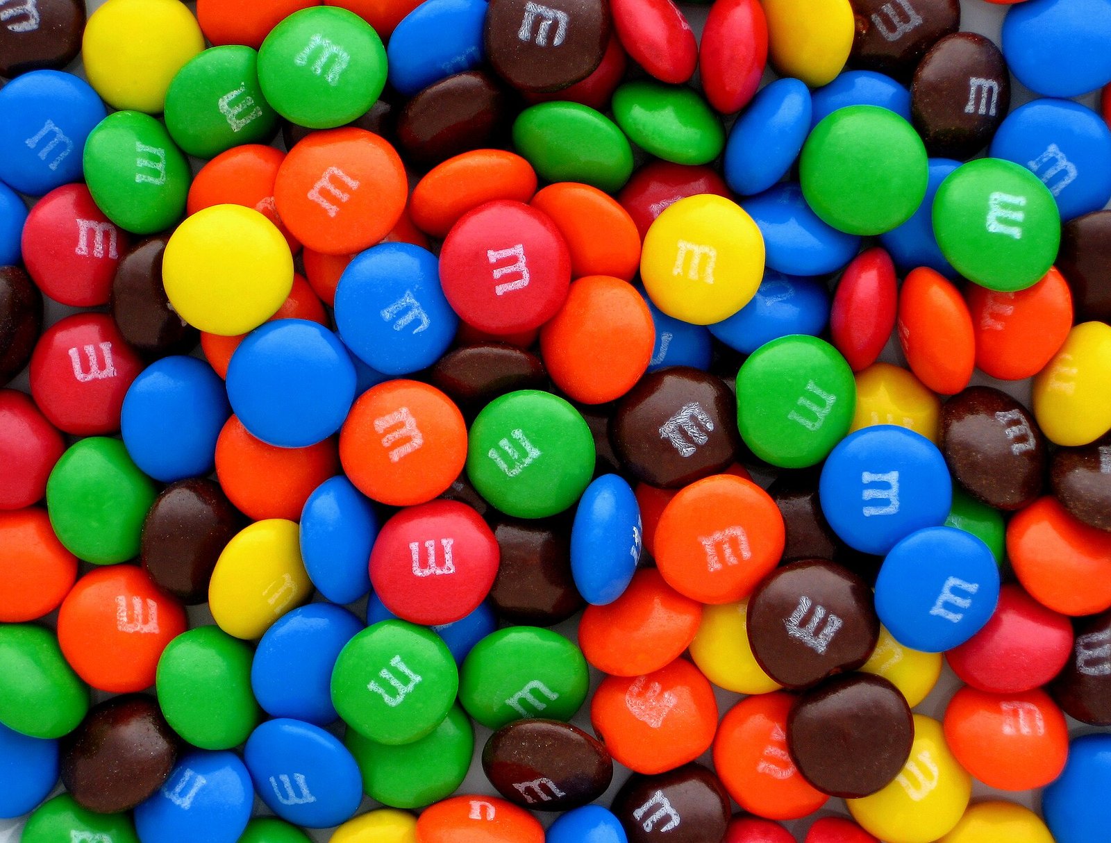 A pile of colorful M&M's candies