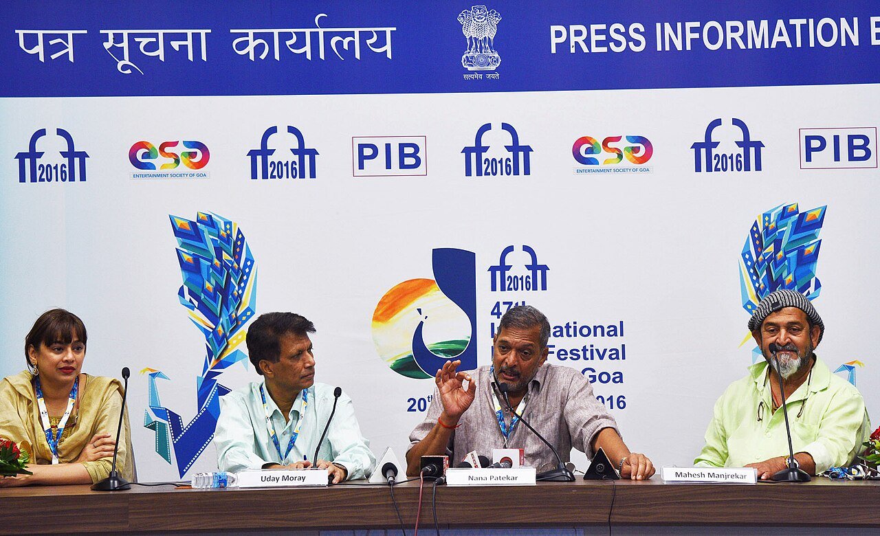 Director Mahesh Manjrekar and Nana Patekar at the Natsamrat press conference, IFFI 2016