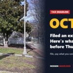 Sign at the IRS building in Washington with text: Oct. 15 tax extension deadline, what to do before Thursday