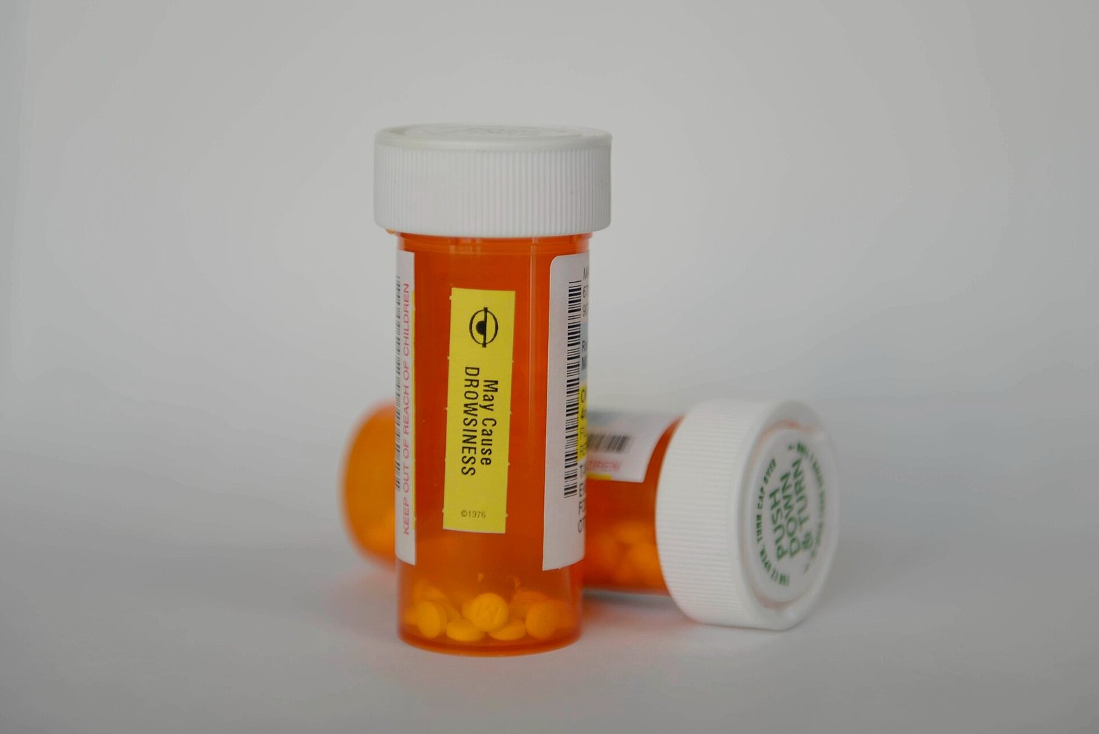 Prescription pill bottles and medication