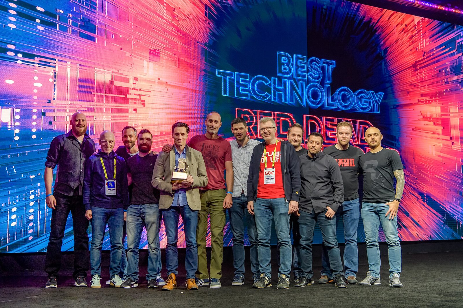Rockstar Games team accepting an award