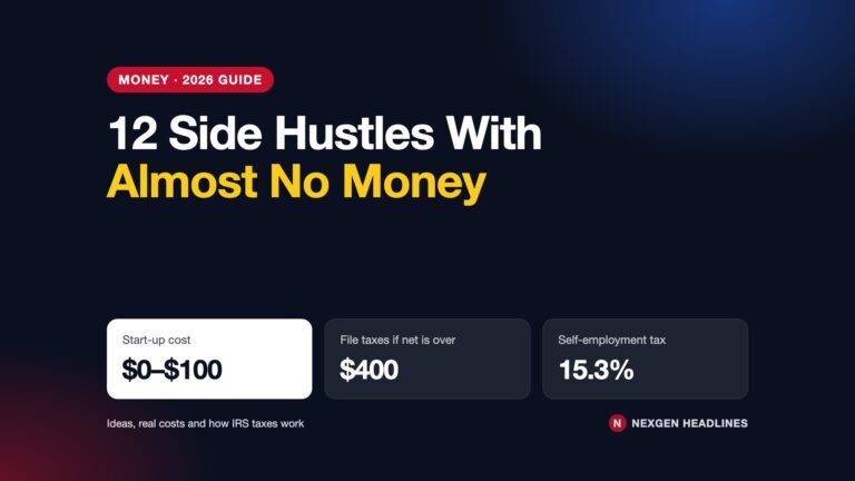 12 side hustles you can start with almost no money: start-up cost, $400 tax filing rule and 15.3% self-employment tax
