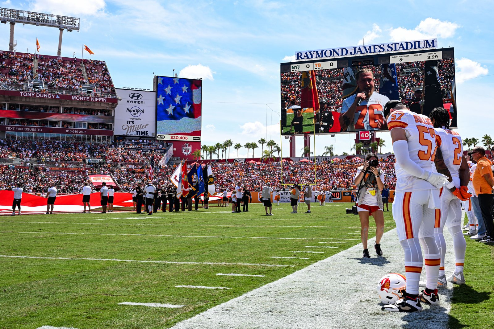 Pregame ceremony at a Tampa Bay Buccaneers home game